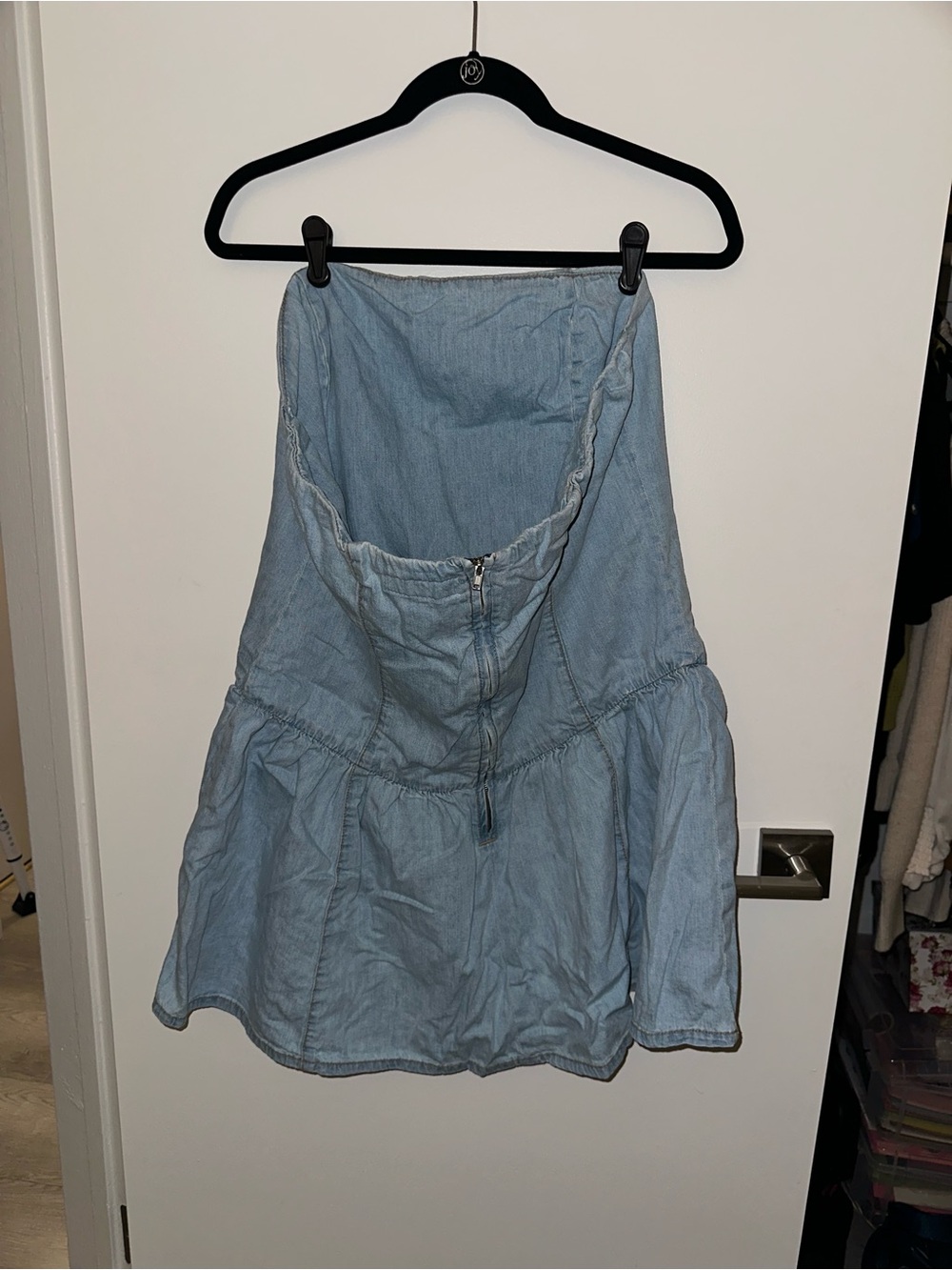 Zara Light Blue Tiered Denim Mini Skirt - Picture 2 of 2
